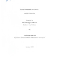 Report on Northern Area Studies, Lakehead University